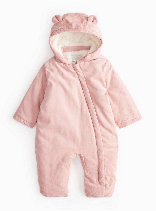 Pink Corduroy Pramsuit  Up to 3 mths